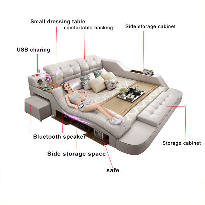 Modern Design Smart Bed Table Multi Functional Bed King Size Bed 