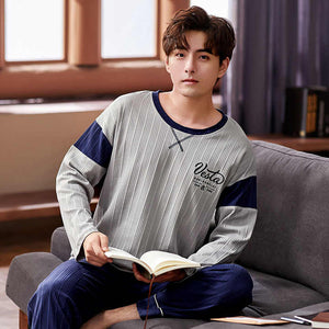 Men's Long Sleeve Cotton Pajama Set Clothing 