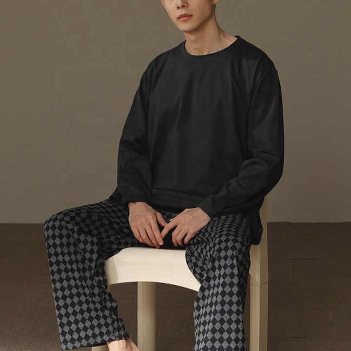 Men's Spring and Autumn Pajamas Cotton Long Sleeve 
