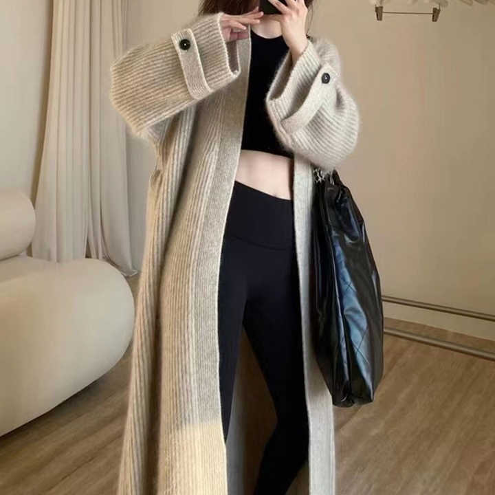 Casual long sleeve knitted coat 