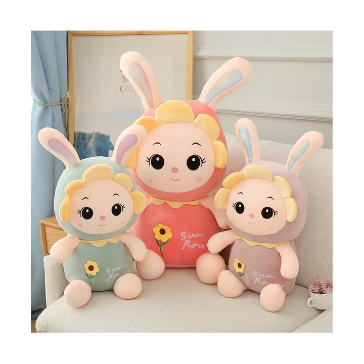 Comfortable Rabbit Baby Sleeping Pillow Sunflower Factory Supply Green Pink Purple Soft Touch Cute Baby Pillow 