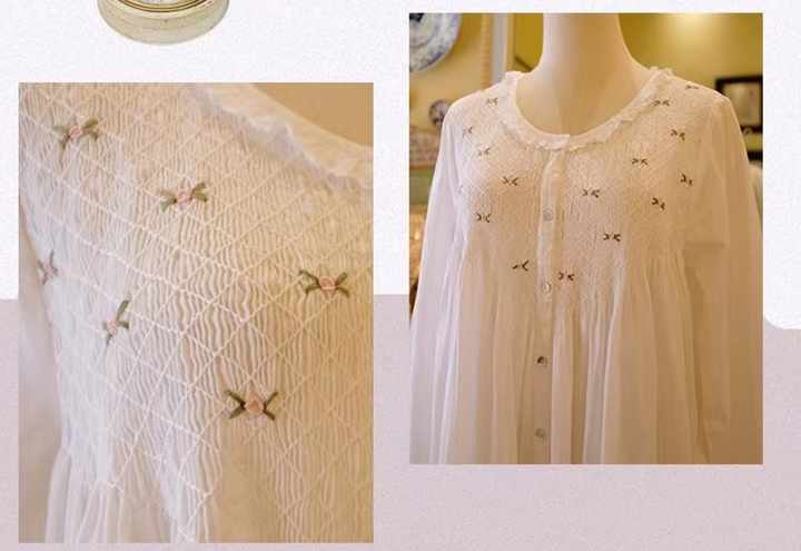 قميص نوم من القطن الأبيض للسيدات