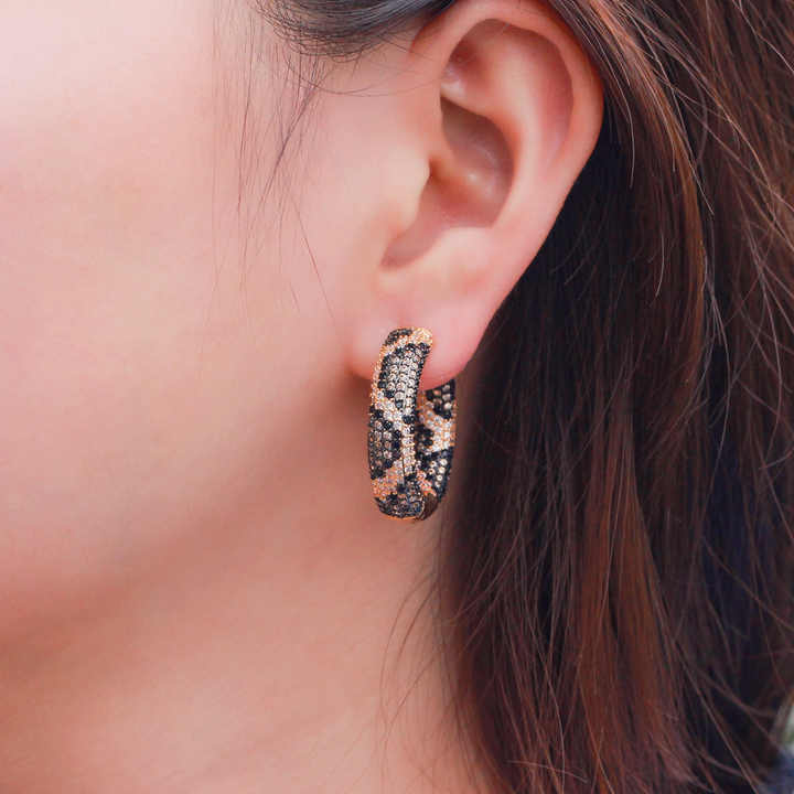 أقراط أذن فاخرة بتصميم دائري كبير على شكل ثعبان ونمرLuxury Big Circle Snake Tiger Earrings