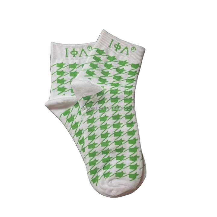 Iota Phi Lambda Green and White Custom Letter Logo Multi-Use Cotton Socks 