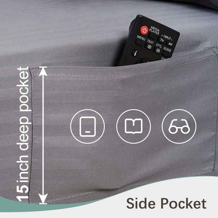 High Quality Hotel 6 Piece Soft Stripe Bed Sheet Set, Soft 