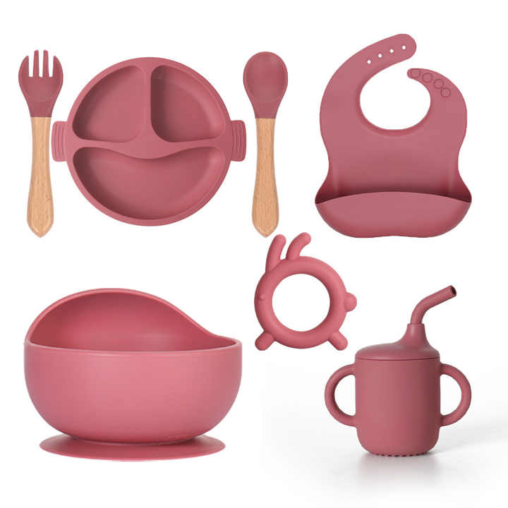 LED Lighted Baby Weaning Supplies, Silicone Baby Feeding Set, Blade Baby Weaning Supplies for Ages 6 Months+ 