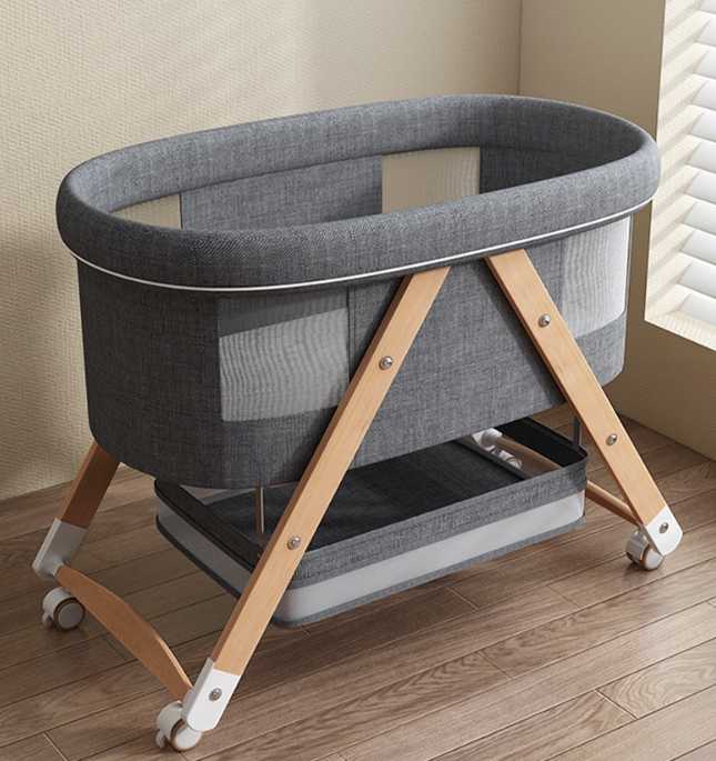 Modern Design Baby Crib Foldable Wood 