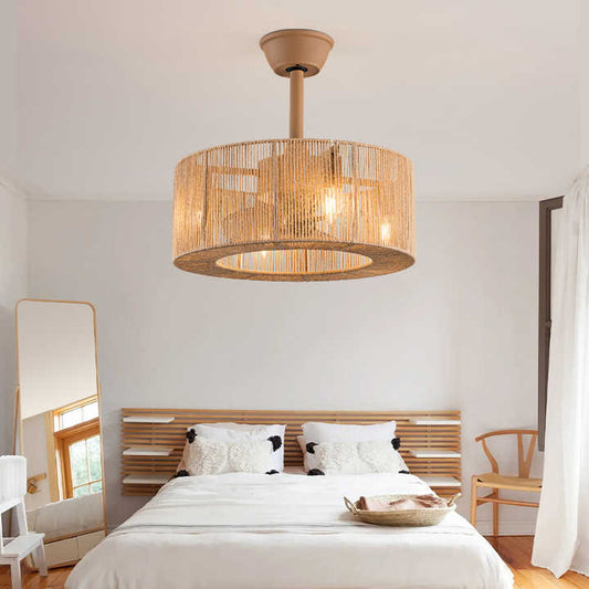LED Ceiling Fan Woven Bamboo Without. Southeast Asia Style Vintage Bamboo 