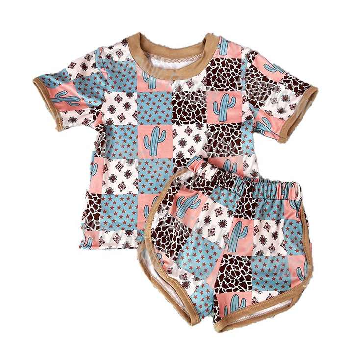 DH OEM New Style Summer Cow Girls Summer Clothing Set 