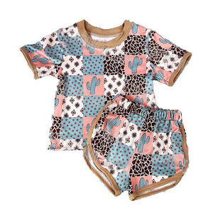 DH OEM New Style Summer Cow Girls Summer Clothing Set 