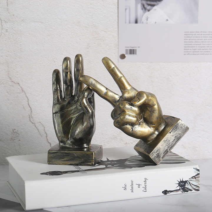 Resin Hand Finger Gesture Office Sculpture Statue. 