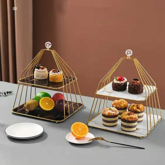 Home Supplies Racks Chinese Cake Kitchen Snack Fruit Storage Rack Marble 