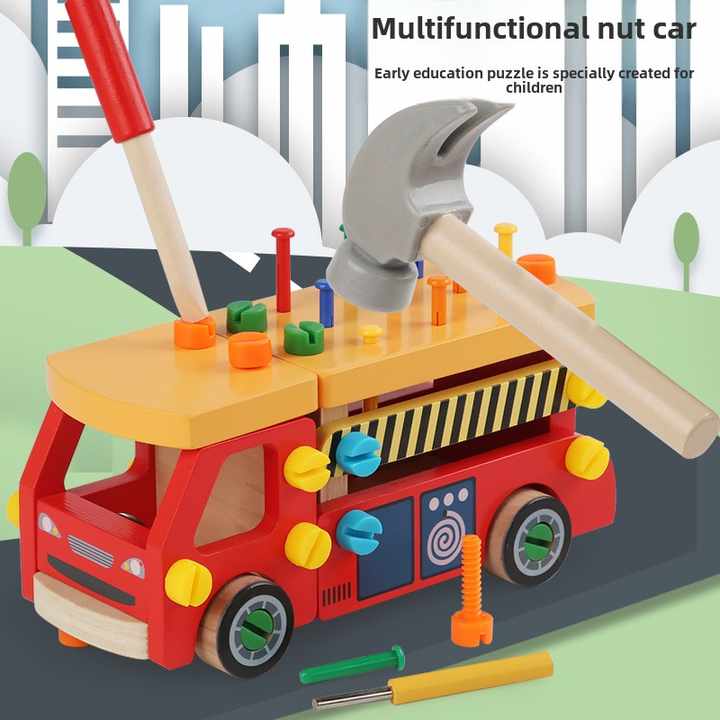 Wooden children's play set consisting of nuts and 