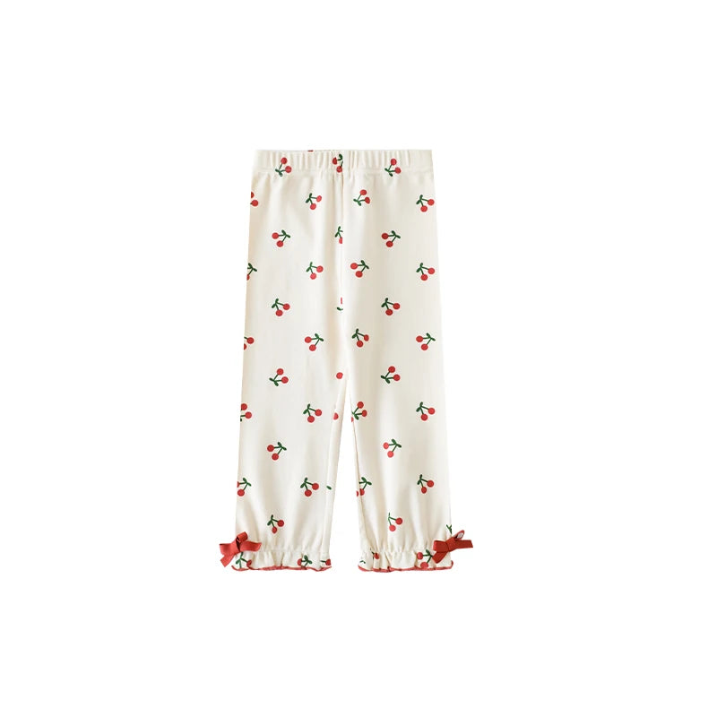 بيجامات قطنية للأطفال الرضع من البنات في فصل الخريف والربيع بدون حد أدنى للطلب أطقم بيجامات مع طبعات الفواكه الكشكشة ملابس للبيت ملابس نوم للأطفالAutumn and Spring Baby Girls Cotton  Order Fruit Print Ruffle Pajama Sets Home