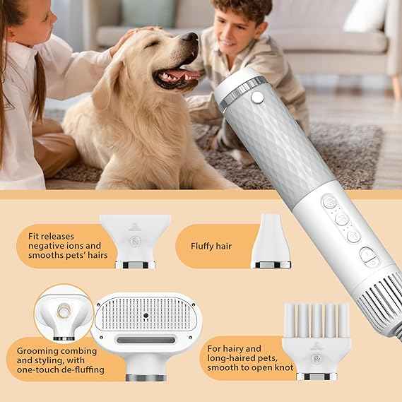 Adjustable speed and temperature dog cat. Cleaning tools. 