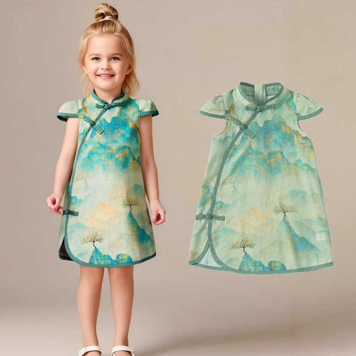 Chinese Style Little Girl Sleeveless Dress 