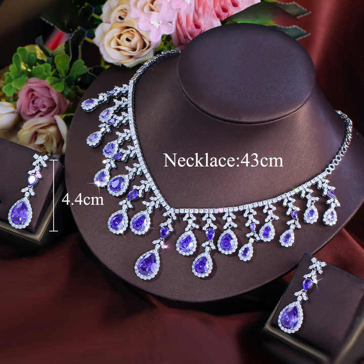 Big Purple Jewelry Set for Women - طقم مجوهرات فاخر كبير