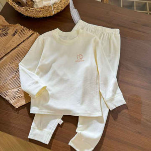 RTS بيع بالجملة أحدث ملابس نوم أطفال بنات أولاد بيجامة قطنية طقم بيجامة صلبة مريحة مخصصة بدلة من قطعتينRTS Wholesale Newest Kids Sleepwear Girls Boys Cotton Pajamas Set Solid Comfortable Custom 2 Piece Suit