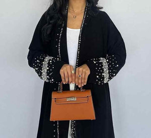 Black rhinestone abaya 