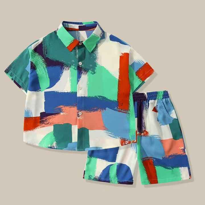 Boys' Suit Kids Summer New Short Sleeve Set-Shorts T- 