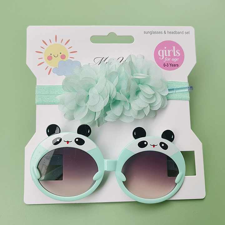 مجموعة نظارات شمسية للأطفال عصابة رأس . Kids Sunglasses Set Headband Eye Protection Cute