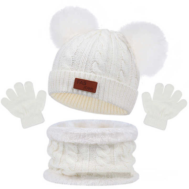 Baby Accessories 3-Piece Baby Hat with Scarf for Winter 