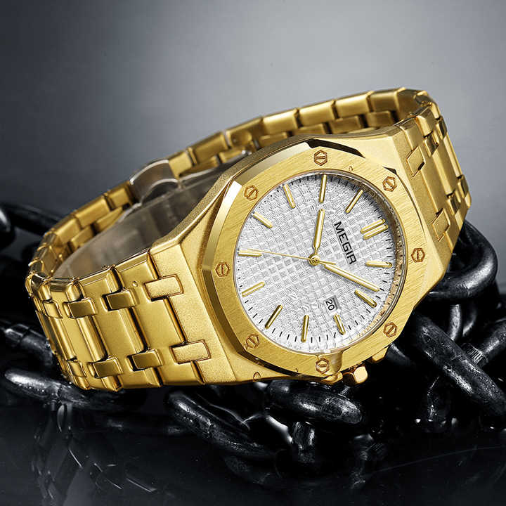 ساعة MEGIR 1085 الفاخرة للرجال الكلاسيكية . MEGIR 1085 Luxury Men's Classic Stainless Steel