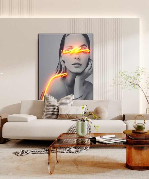 مجردة 3D ليد مضاءة ديكور المنزل الفندق جدار الفن صورة المرأة ملصق الصور أدى ضوء اللوحة