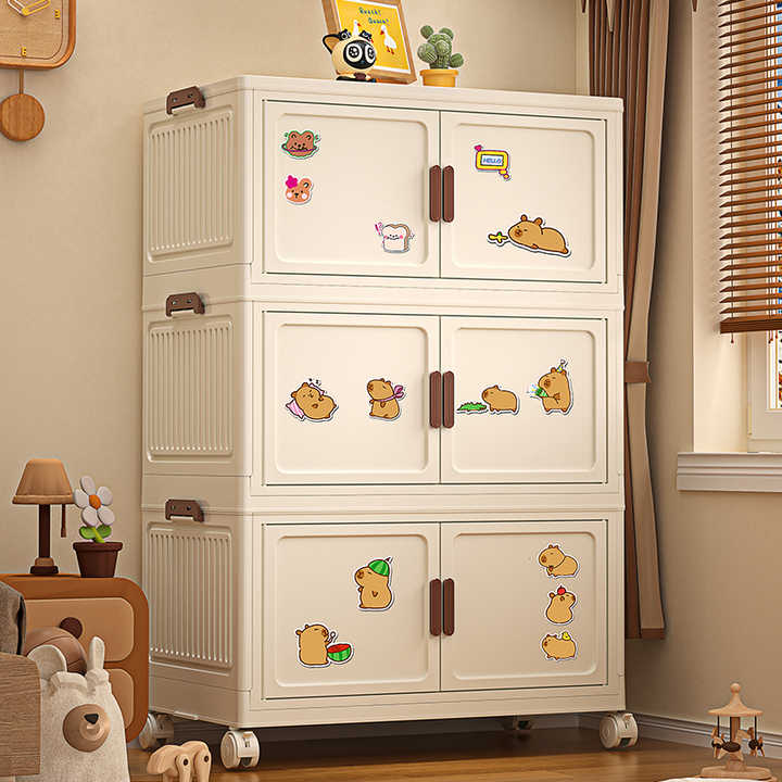 1-5 Layers Large Capacity Transparent White Foldable Plastic Cabinets 