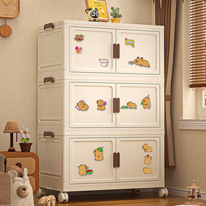 1-5 Layers Large Capacity Transparent White Foldable Plastic Cabinets 