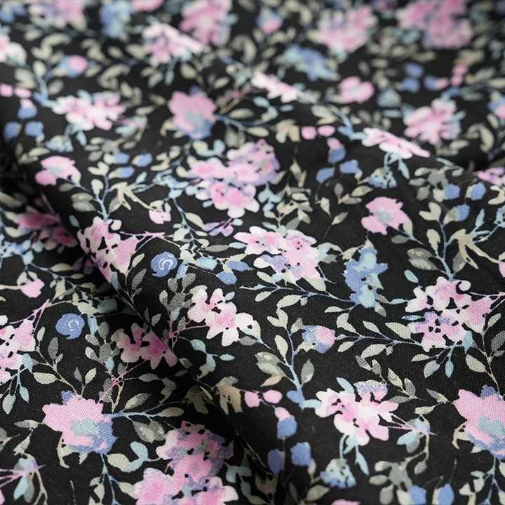 Skin-Friendly Pajamas and Shirt Clothing Fabric Floral Print Cotton Silk Fabric in Two Colors 