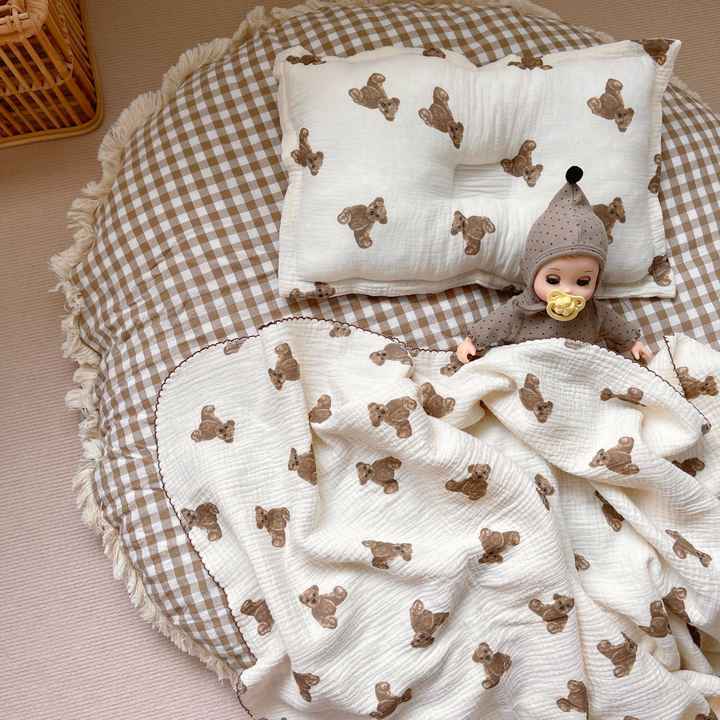 Design Blanket Cotton 4 Layer - Teddy Bear Design Blanket Cotton,