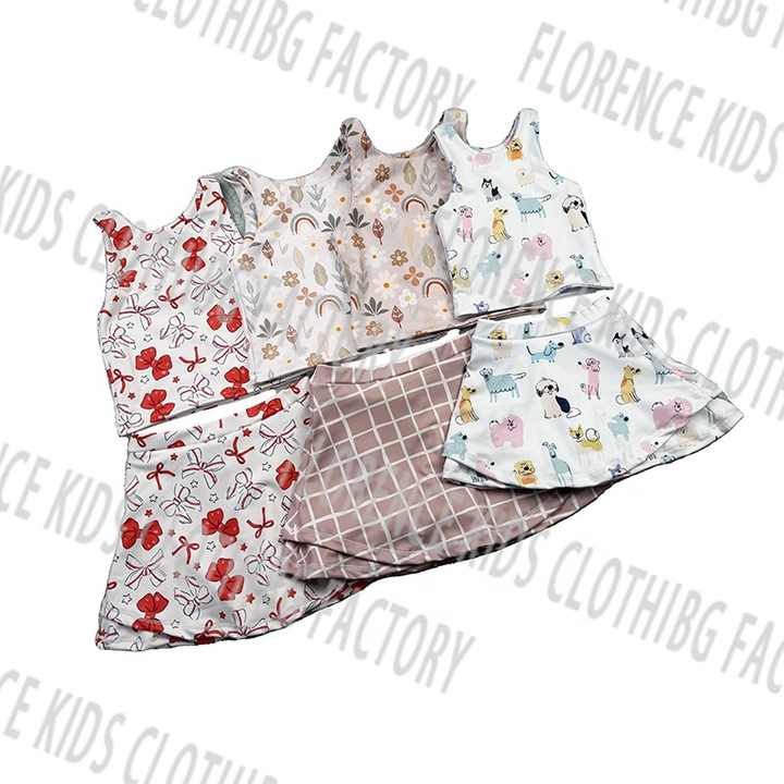 Tennis Clothing Eco-Friendly Four-Way Stretch- Girls' Sportswear, Toddler Tennis Yoga Clothes 