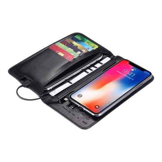 Luxury Genuine Leather Men's Wallet with 6800mAh 