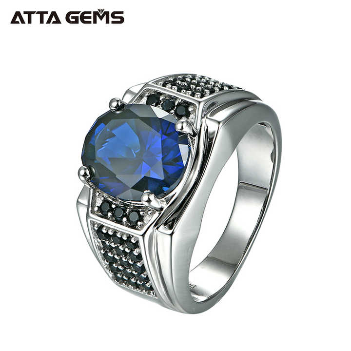 Sterling Silver Wedding Band with 7.2 Carat Blue 