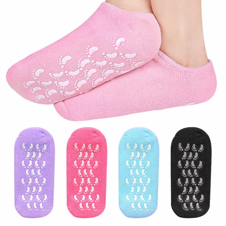 Open Toe Recovery Socks Day Night Care Moisturizing Silicone Gel Heel Socks for Dry and Cracked Skin