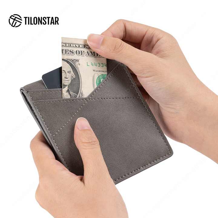 Men's Vintage Embossed Logo Bifold Card Wallet 