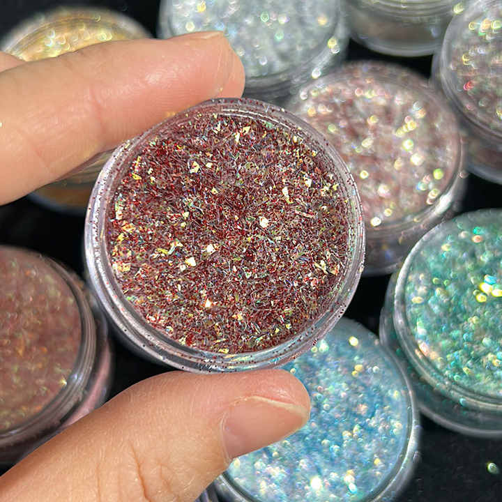 Multi-chrome eyeshadow in rainbow candy glitter colors 