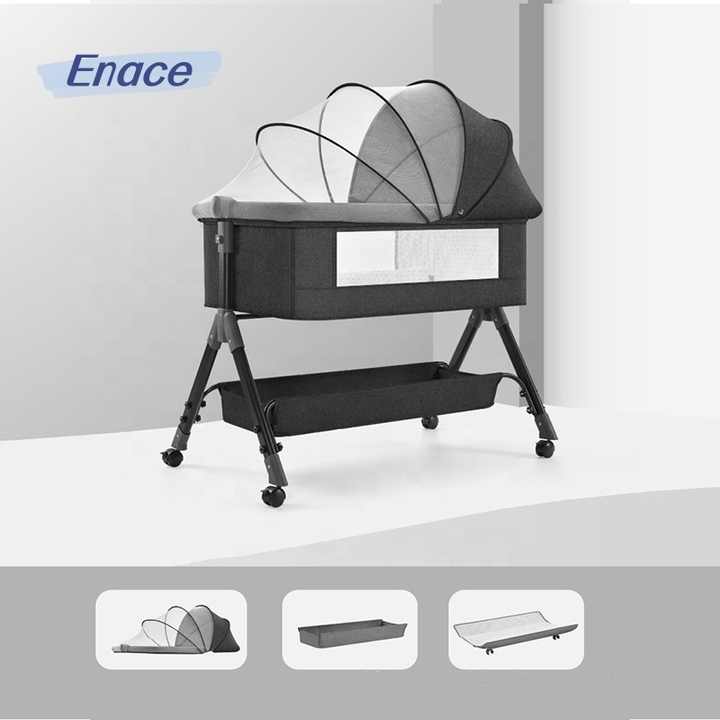 Multifunctional Folding Aluminum Baby Bed Cradle Side Bed Side Sleeper Portable Stroller 