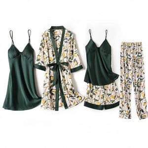 مجموعة نسائية من OEM شتوية مطبوعة بالأزهار خصر مرن أثواب كيمونو بطول الركبة بيجامة ليلية للاستخدام المنزلي