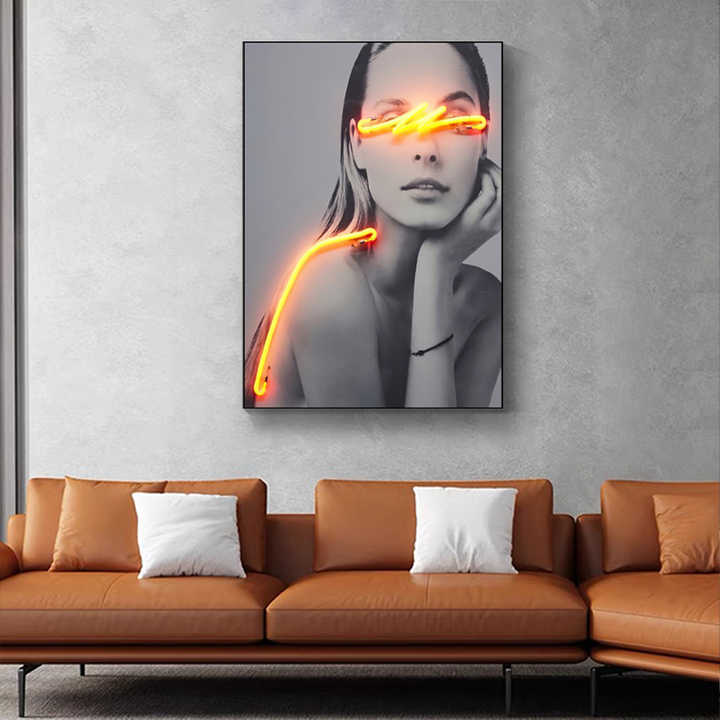 مجردة 3D ليد مضاءة ديكور المنزل الفندق جدار الفن صورة المرأة ملصق الصور أدى ضوء اللوحة