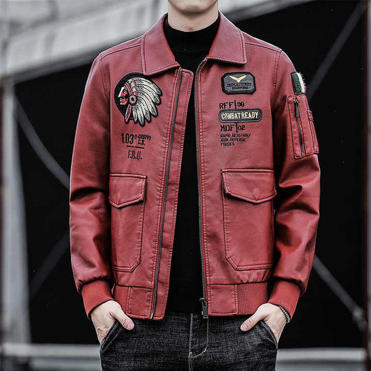 Men's Embroidered Leather Clothing 