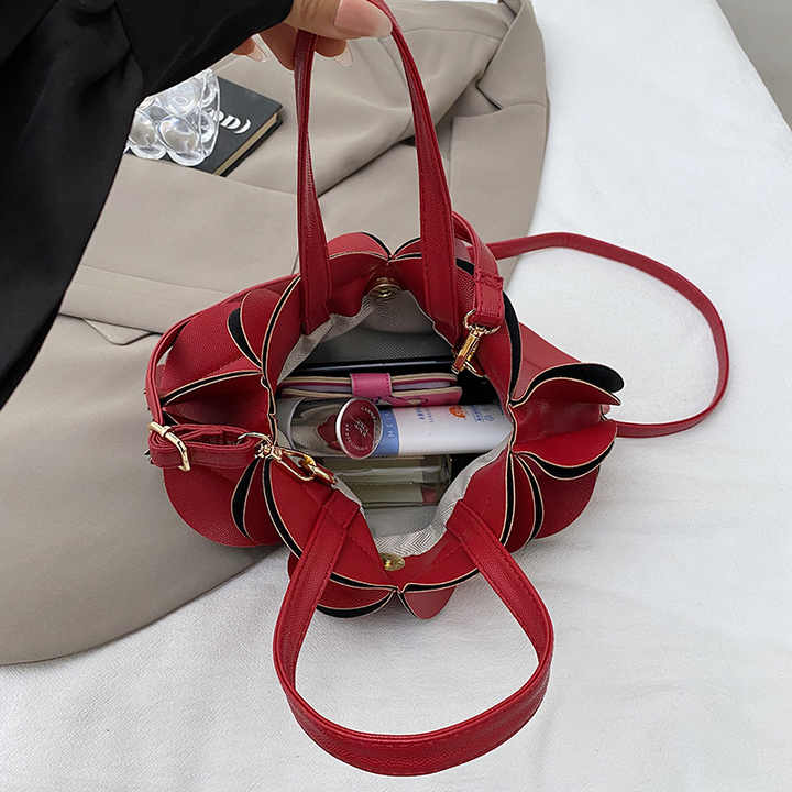 Women's Red Flower Design Handbag