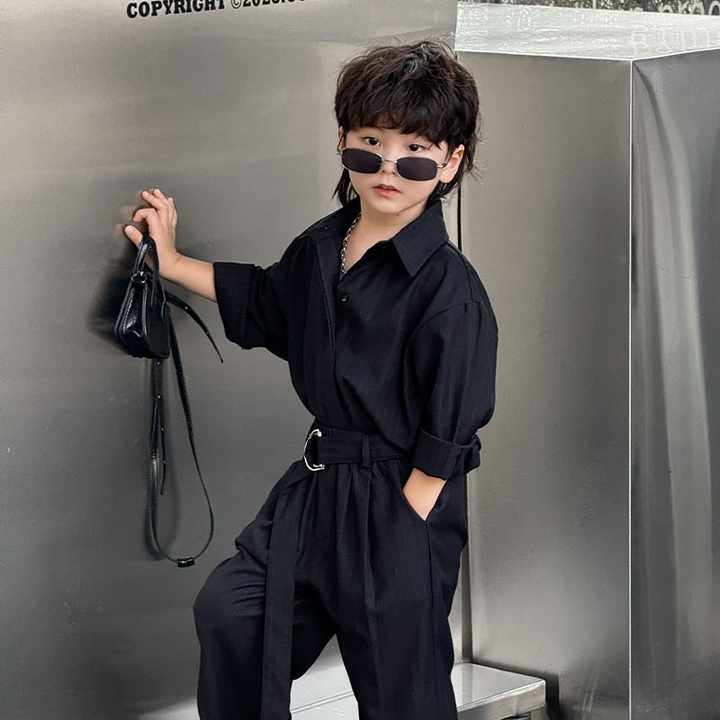 Style with Stripe Pattern Children Clothes- Boys' Casual Shirt Set 