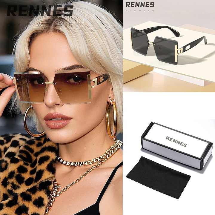 Sunglasses Fashion Black and Green Gradient Sunglasses Men's Glasses - نظارات شمسية نسائية فاخرة مربعة