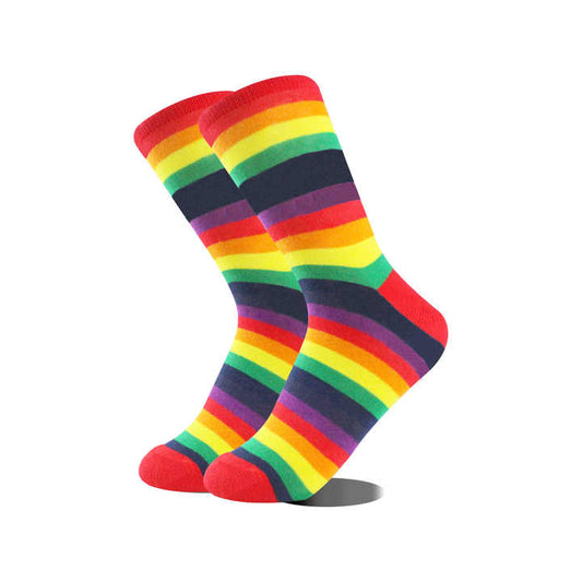 Soft Girl Candy Color Rainbow Striped Knitted Piled Socks Women's Ankle Length Socks South Korean Style Spring and Summer