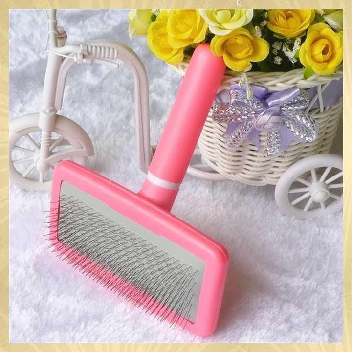 Pink Plastic Handle Pet Dog Cat Animal Cleaning Brush 