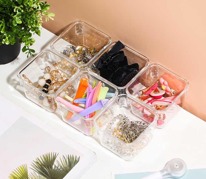 Durable, stackable, clear plastic storage box is space-saving and ideal for home and office organization. 
