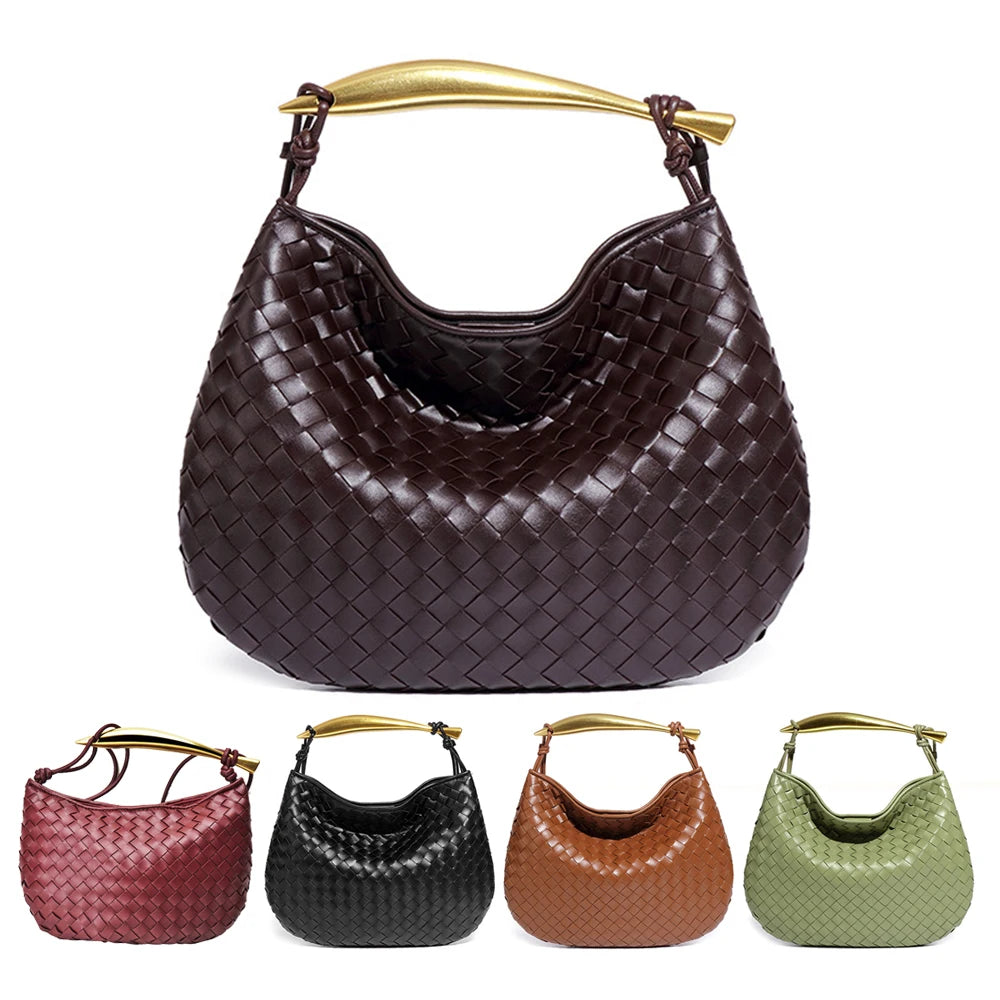Woven leather handbags for women 