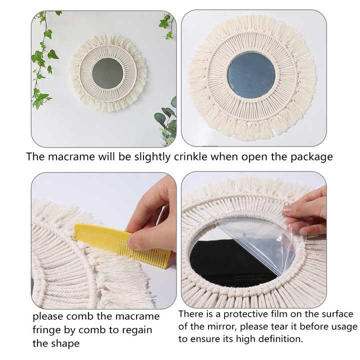 Boho Home Decor Hilo Macrame -ديكور منزلي بوهو مرآه